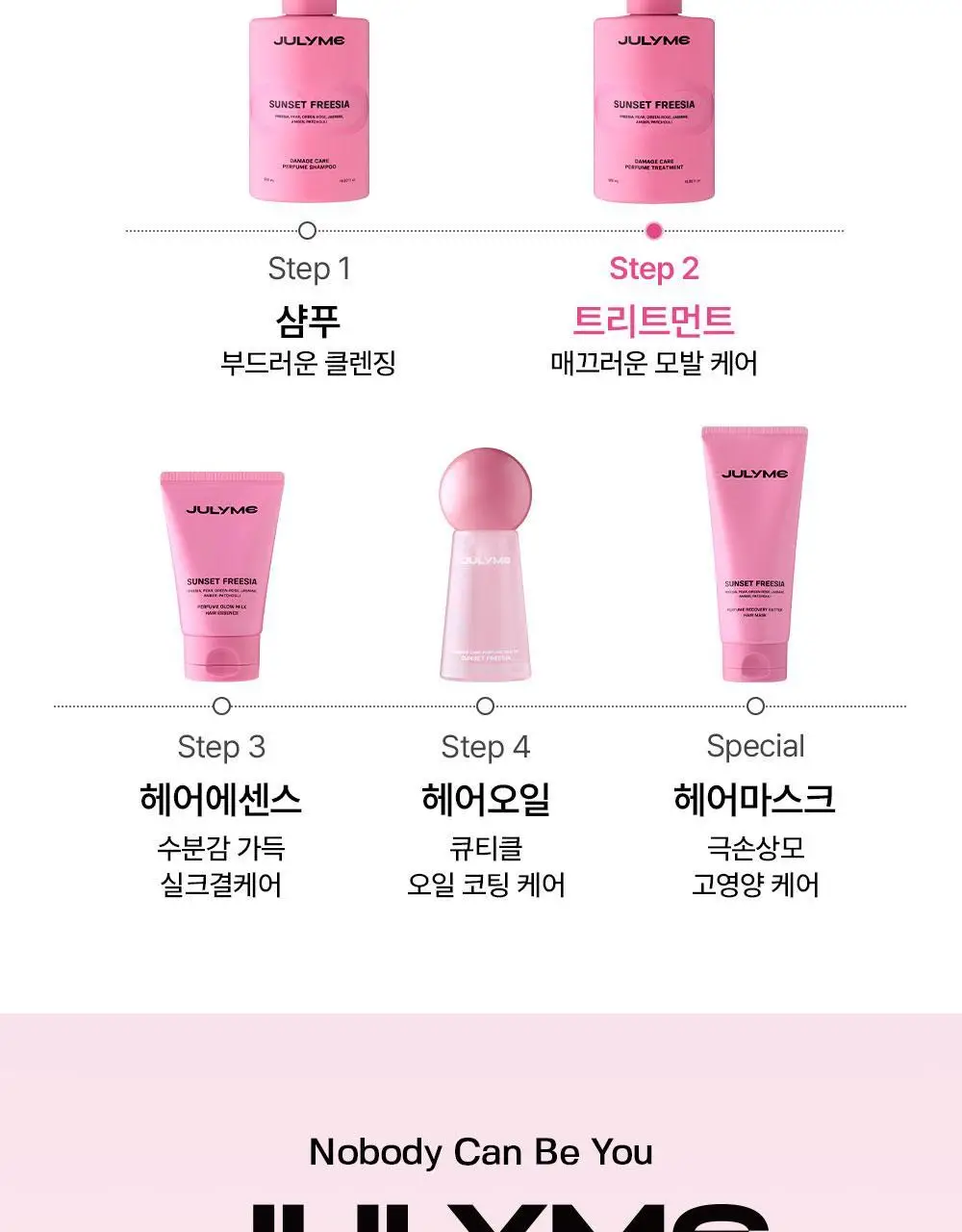 [밀착본딩/손상모케어] 줄라이미 데미지케어 퍼퓸 트리트먼트 선셋프리지아 500ml 상세페이지 18